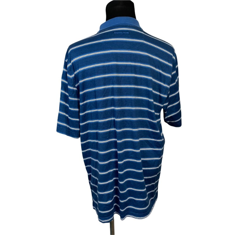 Nicklaus Golf Men's Blue Striped White Black Polo Shirt Large - Picture 5 of 8